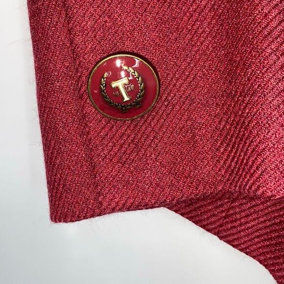 Talbots Sz 4 Wool Notched Collar 3 Button Collegiate Academy Blazer Cranberry - Picture 6 of 15